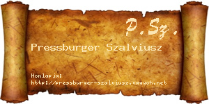 Pressburger Szalviusz névjegykártya